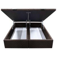 Base Box Baú Para Cama Casal King 192x203cm Bipartido Liz S05 Suede Bordado Marrom - Mpozenato - 3