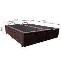Base Box Baú Para Cama Casal King 192x203cm Bipartido Liz S05 Suede Bordado Marrom - Mpozenato