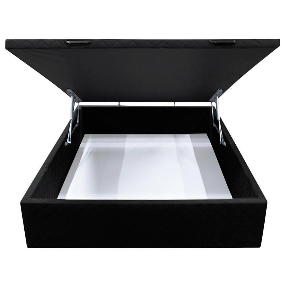 Base Box Baú Para Cama Casal 138x188cm Liz S05 Suede Bordado Preto - Mpozenato - 3