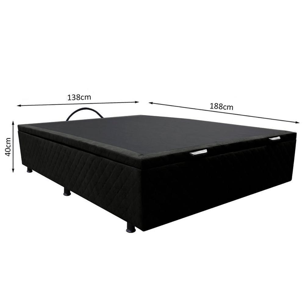 Base Box Baú Para Cama Casal 138x188cm Liz S05 Suede Bordado Preto - Mpozenato - 4