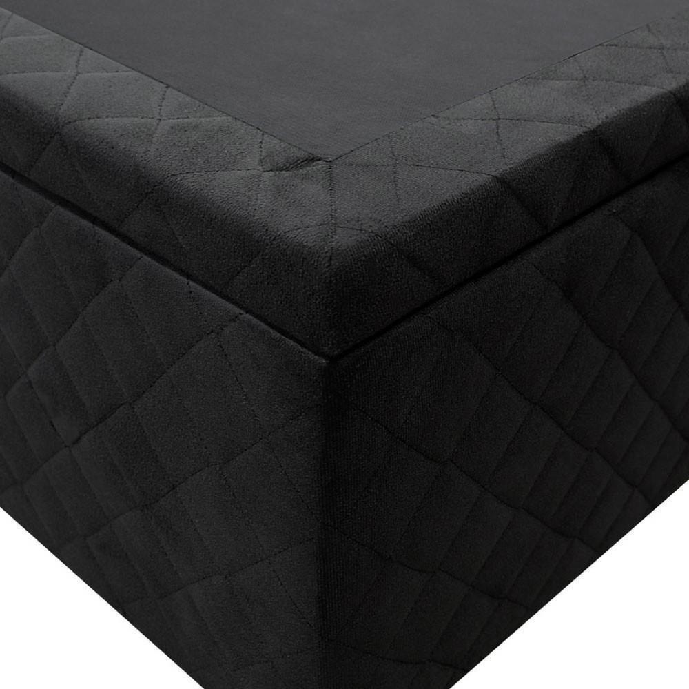 Base Box Baú Para Cama Casal 138x188cm Liz S05 Suede Bordado Preto - Mpozenato - 5