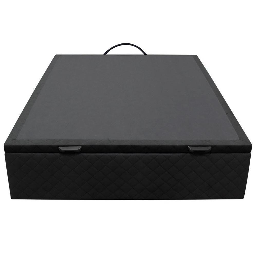 Base Box Baú Para Cama Casal 138x188cm Liz S05 Suede Bordado Preto - Mpozenato - 7