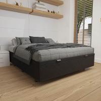 Base Box Baú Para Cama Casal 138x188cm Liz S05 Suede Bordado Preto - Mpozenato - 2
