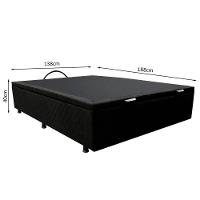Base Box Baú Para Cama Casal 138x188cm Liz S05 Suede Bordado Preto - Mpozenato