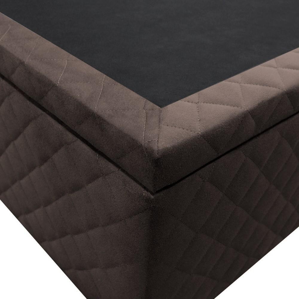 Base Box Baú Para Cama Solteiro 88x188cm Liz S05 Suede Bordado Marrom - Mpozenato - 3