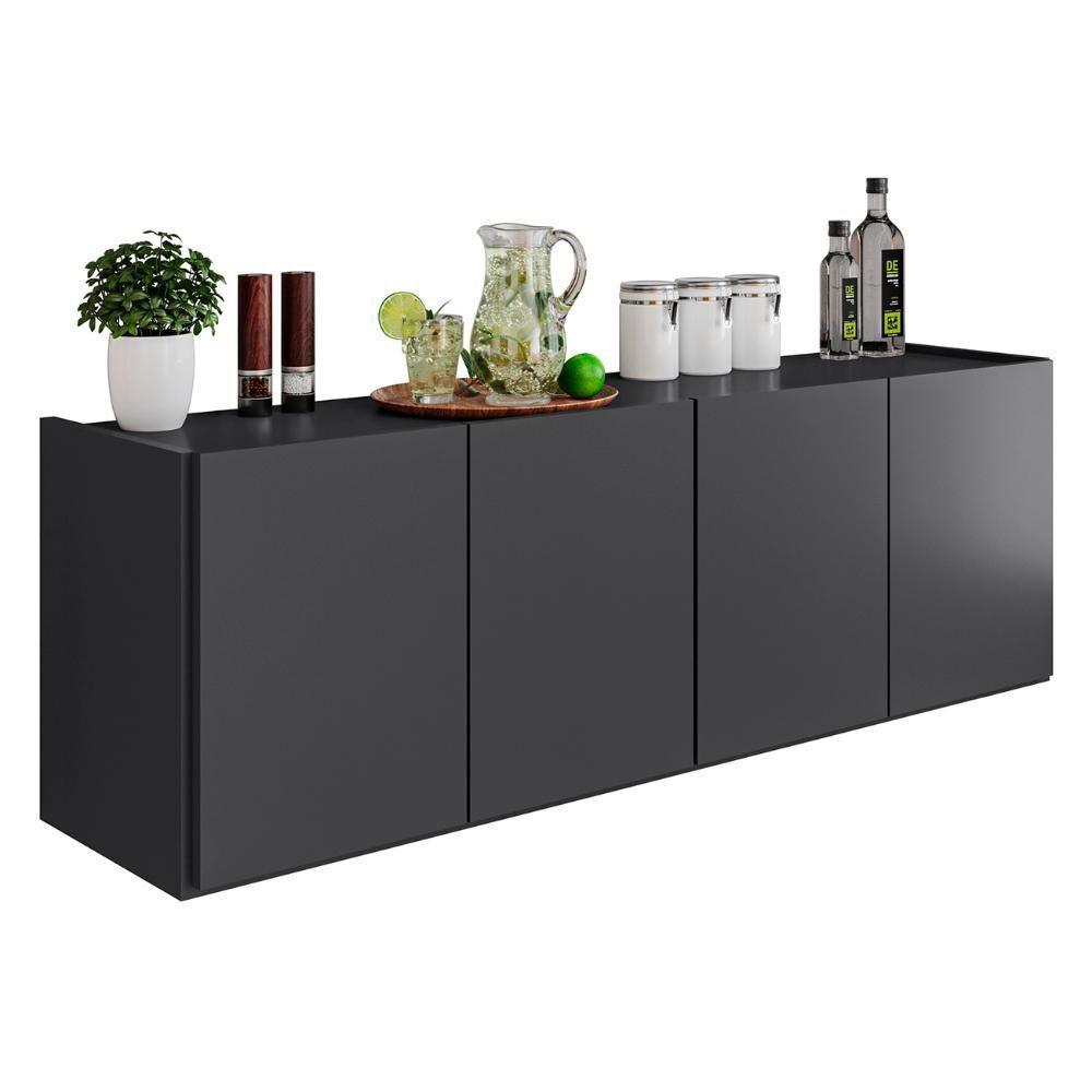 Balcão Suspenso Multiuso Lavanderia 118cm Monna Grafite Z34 - Mpozenato - 1