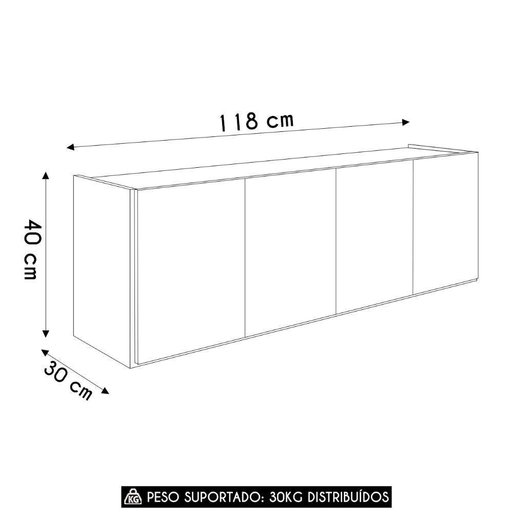 Balcão Suspenso Multiuso Lavanderia 118cm Monna Grafite Z34 - Mpozenato - 4