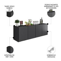 Balcão Suspenso Multiuso Lavanderia 118cm Monna Grafite Z34 - Mpozenato - 3