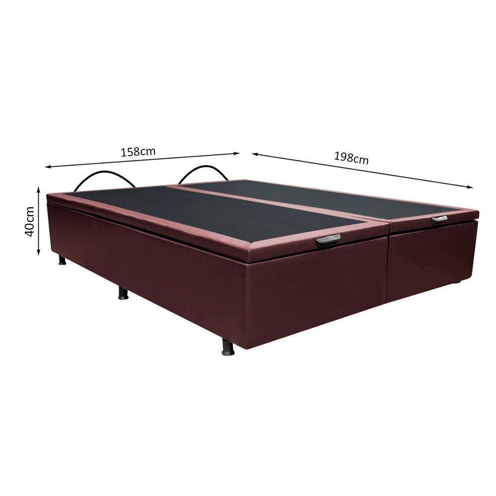 Base Box Baú Para Cama Casal Queen 158x198cm Bipartido Liz S05 Sintético Marrom - Mpozenato - 4