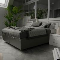 Base Box Baú Para Cama Casal King 192x203cm Bipartido Liz S05 Sintético Cinza - Mpozenato - 2