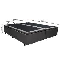 Base Box Baú Para Cama Casal King 192x203cm Bipartido Liz S05 Sintético Cinza - Mpozenato