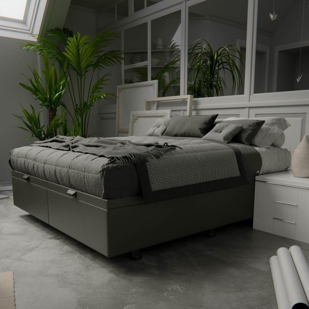Base Box Baú Para Cama Casal Queen 158x198cm Bipartido Liz S05 Sintético Cinza - Mpozenato - 2