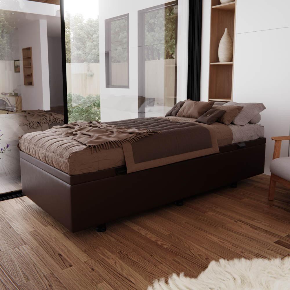 Base Box Baú Para Cama Solteiro 88x188cm Liz S05 Sintético Marrom - Mpozenato - 2