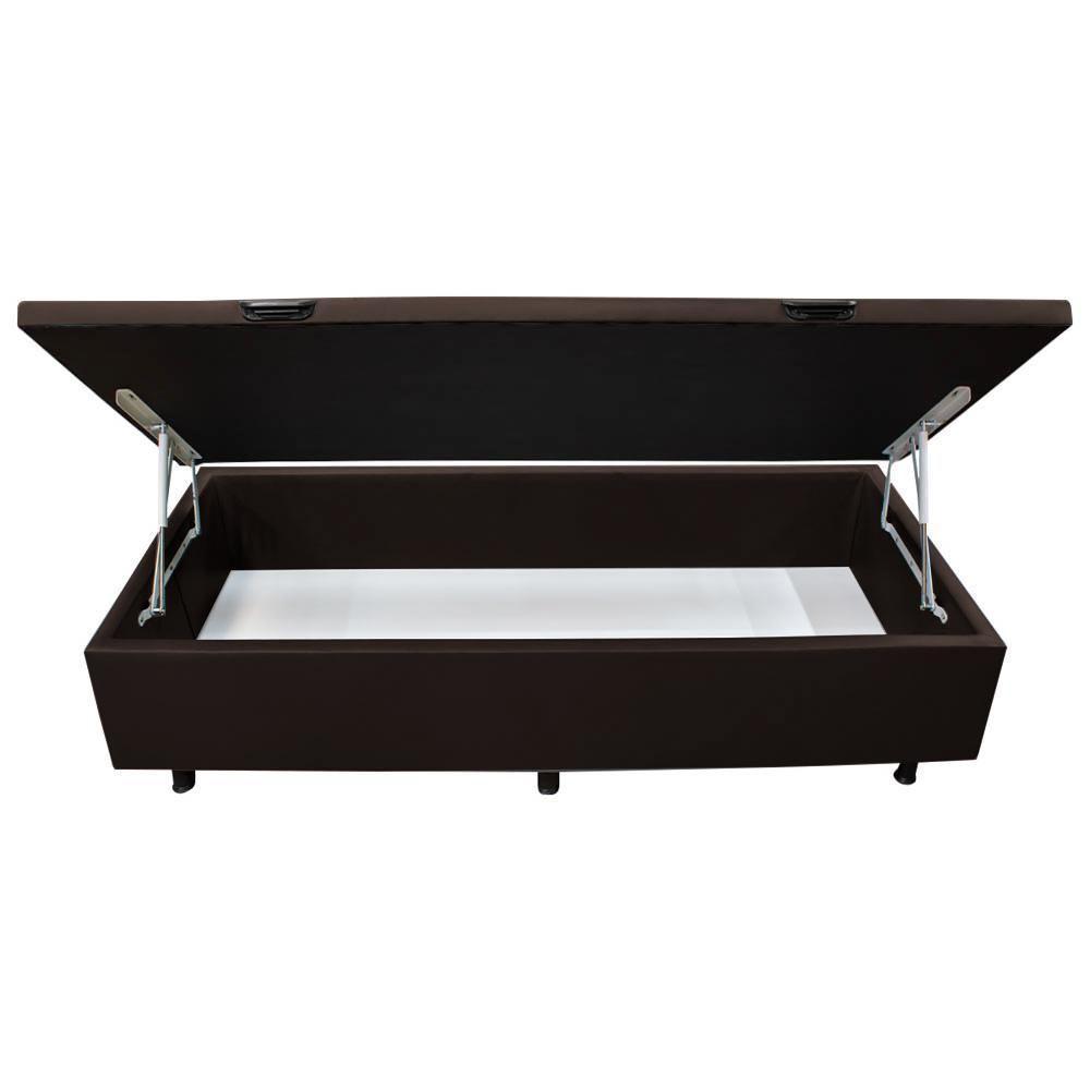 Base Box Baú Para Cama Solteiro 88x188cm Liz S05 Sintético Marrom - Mpozenato - 3