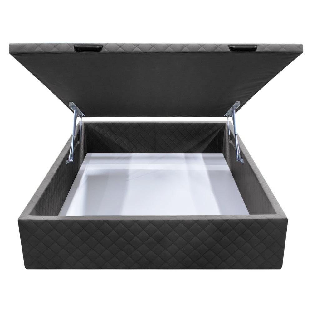 Base Box Baú Para Cama Casal 138x188cm Liz S05 Suede Bordado Cinza - Mpozenato - 3