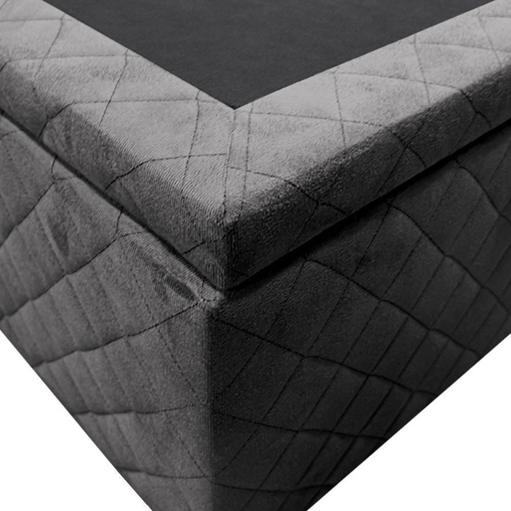 Base Box Baú Para Cama Casal 138x188cm Liz S05 Suede Bordado Cinza - Mpozenato - 5
