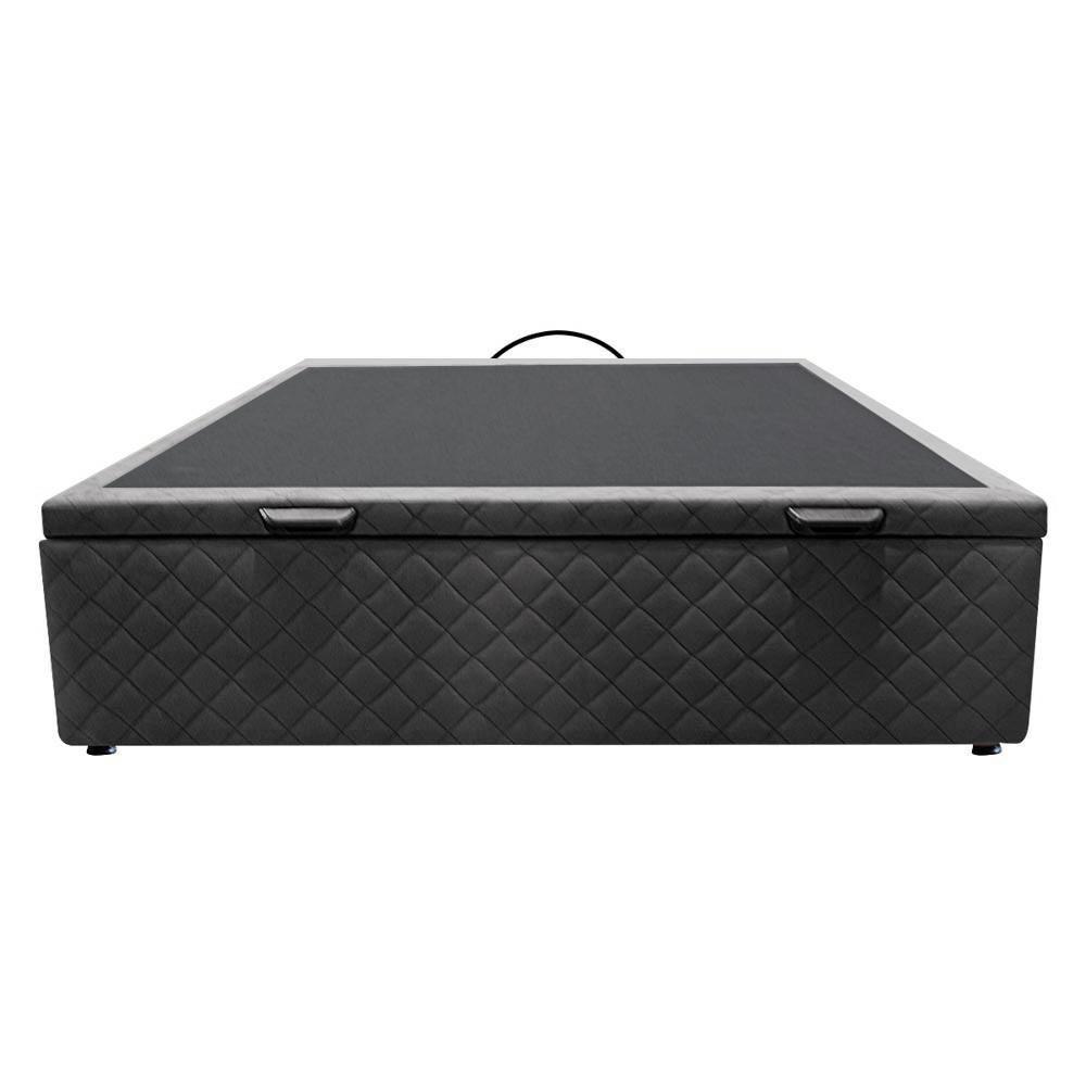 Base Box Baú Para Cama Casal 138x188cm Liz S05 Suede Bordado Cinza - Mpozenato - 6