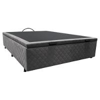 Base Box Baú Para Cama Casal 138x188cm Liz S05 Suede Bordado Cinza - Mpozenato - 1