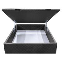 Base Box Baú Para Cama Casal 138x188cm Liz S05 Suede Bordado Cinza - Mpozenato - 3