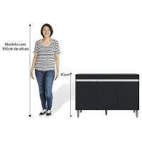 Balcão Gabinete Para Pia 120cm Sem Tampo 3 Portas Manu Preto - Ajl Móveis