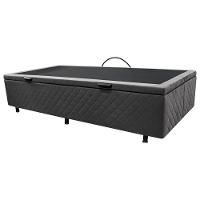 Base Box Baú Para Cama Solteiro 88x188cm Liz S05 Suede Bordado Cinza - Mpozenato - 1