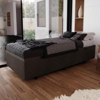 Base Box Baú Para Cama Solteiro 88x188cm Liz S05 Suede Bordado Cinza - Mpozenato - 2