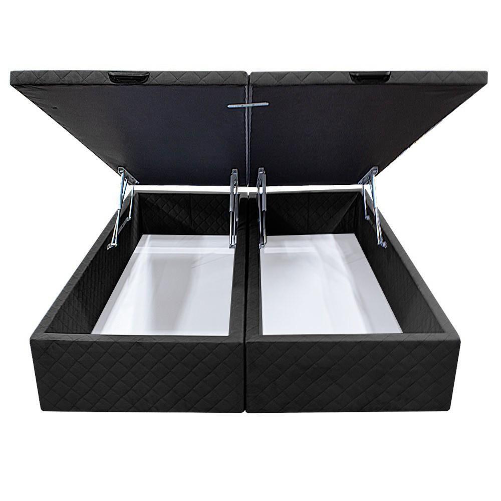 Base Box Baú Para Cama Casal Queen 158x198cm Bipartido Liz S05 Suede Bordado Preto - Mpozenato - 5