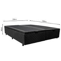 Base Box Baú Para Cama Casal Queen 158x198cm Bipartido Liz S05 Suede Bordado Preto - Mpozenato - 6