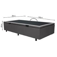 Base Box Baú Para Cama Solteiro 88x188cm Liz S05 Sintético Cinza - Mpozenato