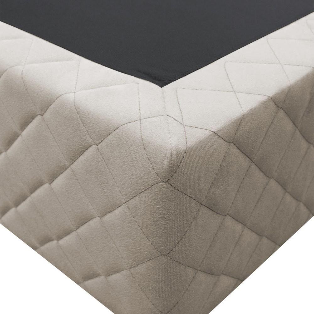 Base Box Para Cama Casal 138x188cm Liz S05 Suede Bordado Bege - Mpozenato - 3