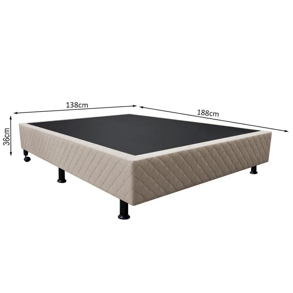 Base Box Para Cama Casal 138x188cm Liz S05 Suede Bordado Bege - Mpozenato - 4