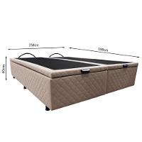 Base Box Baú Para Cama Casal Queen 158x198cm Bipartido Liz S05 Suede Bordado Bege - Mpozenato