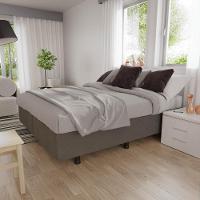 Base Box Para Cama Casal King 192x203cm Bipartido Liz S05 Suede Bordado Cinza - Mpozenato - 2