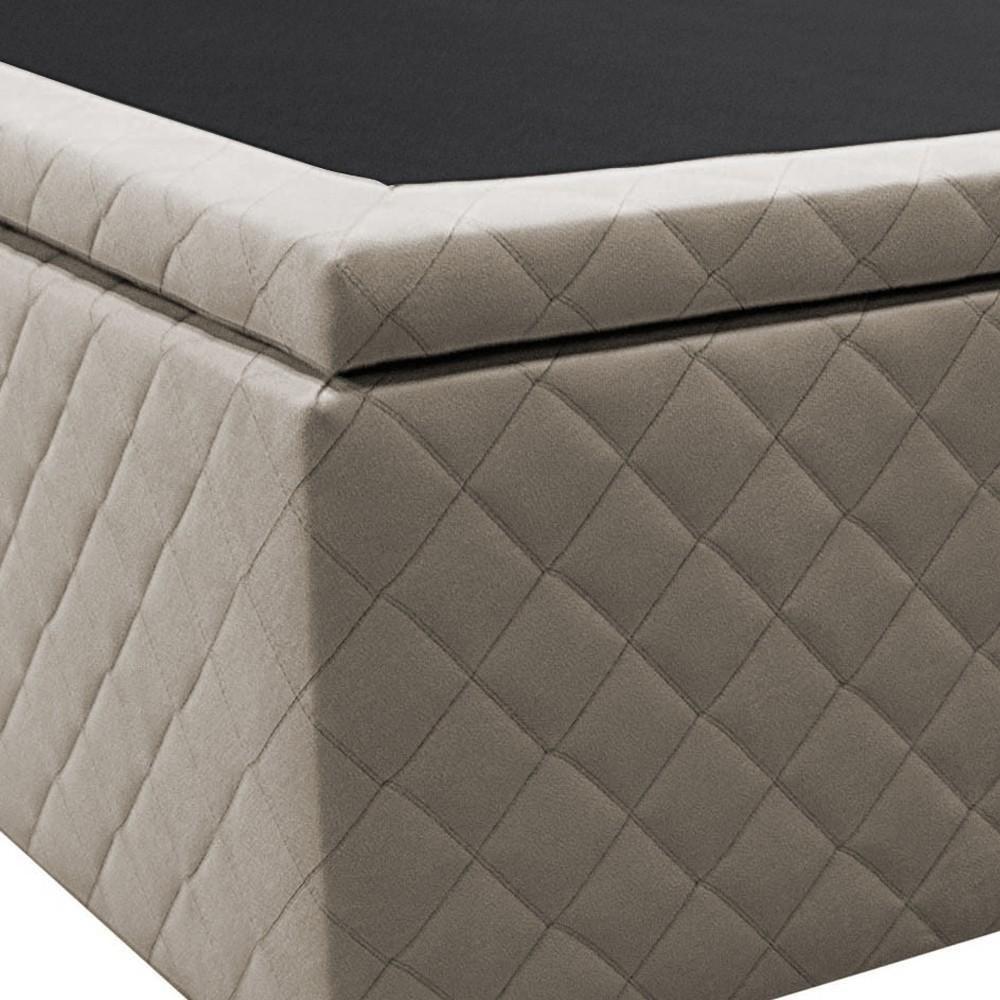 Base Box Baú Para Cama Casal King 192x203cm Bipartido Liz S05 Suede Bordado Bege - Mpozenato - 4