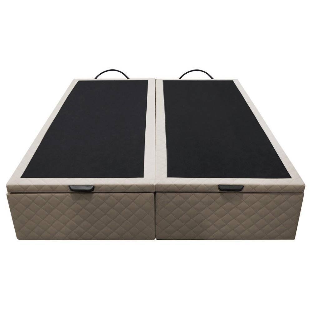 Base Box Baú Para Cama Casal King 192x203cm Bipartido Liz S05 Suede Bordado Bege - Mpozenato - 7