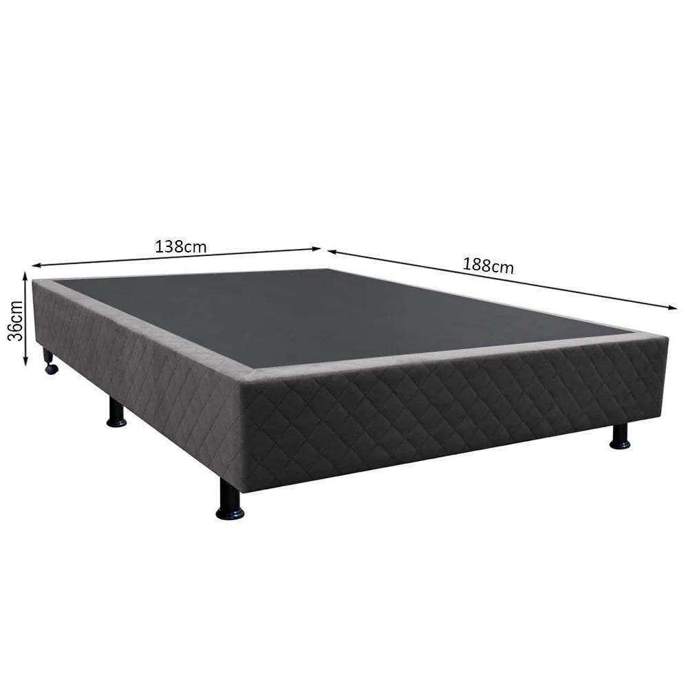 Base Box Para Cama Casal 138x188cm Liz S05 Suede Bordado Cinza - Mpozenato - 4