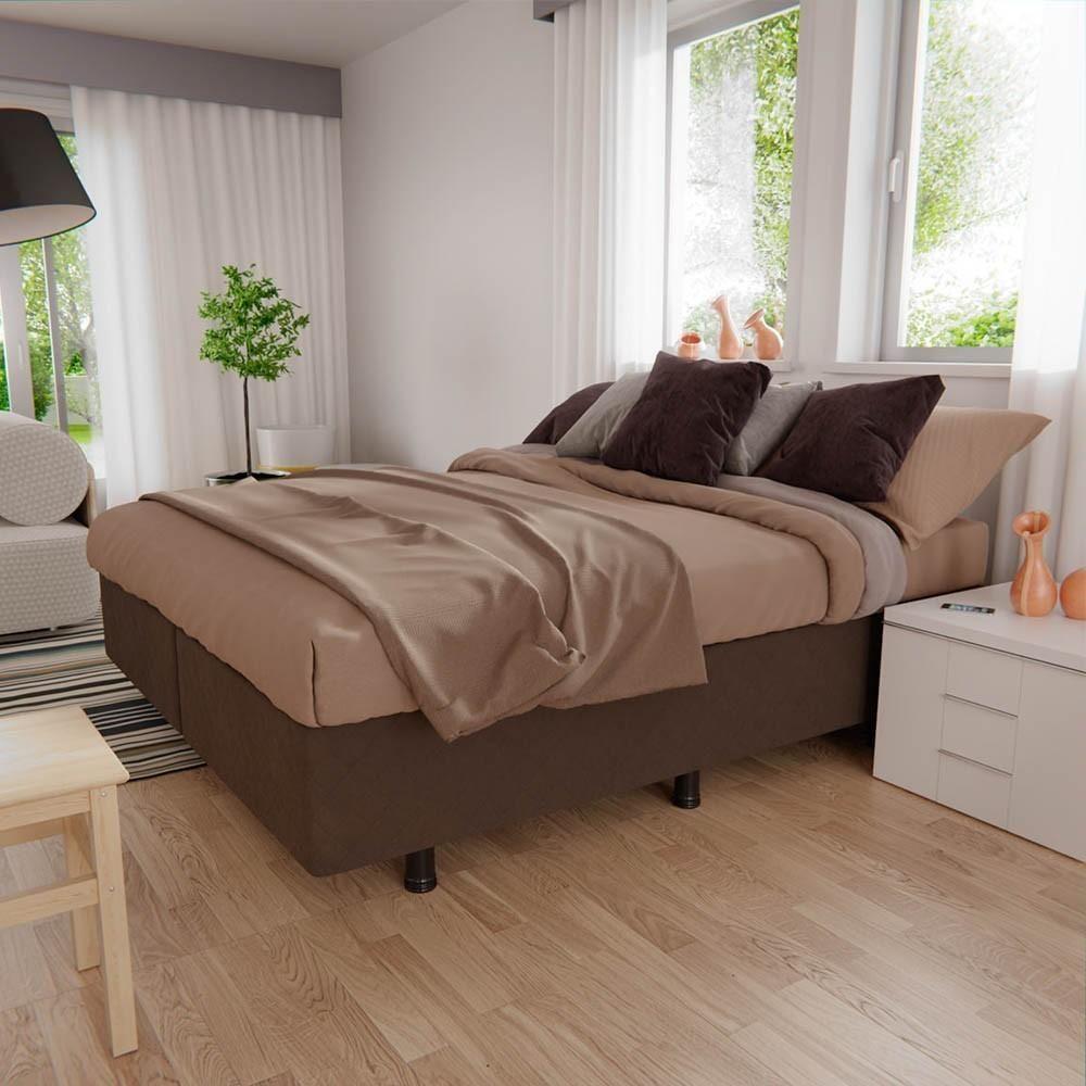Base Box Para Cama Casal King 192x203cm Bipartido Liz S05 Suede Bordado Marrom - Mpozenato - 2