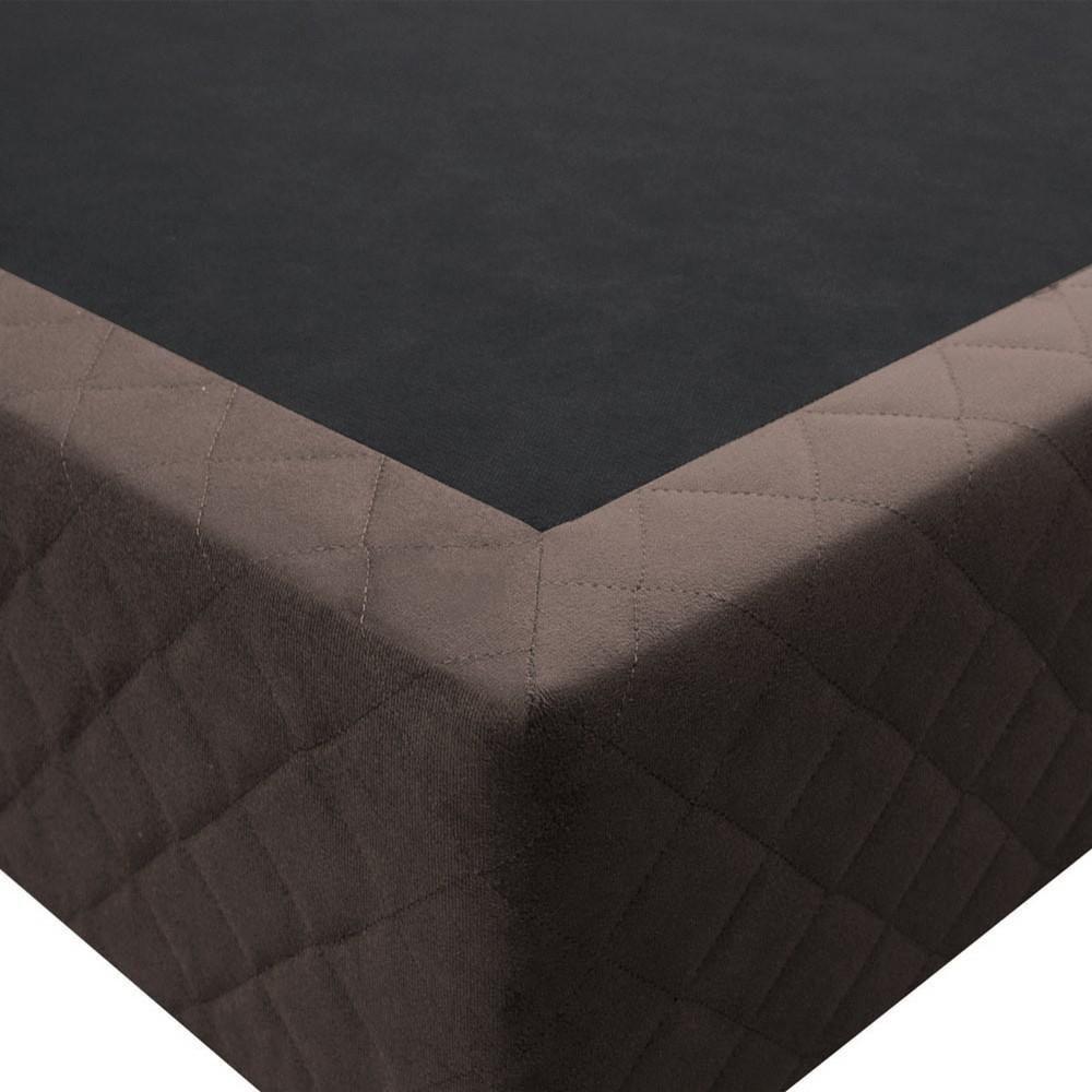Base Box Para Cama Casal King 192x203cm Bipartido Liz S05 Suede Bordado Marrom - Mpozenato - 3