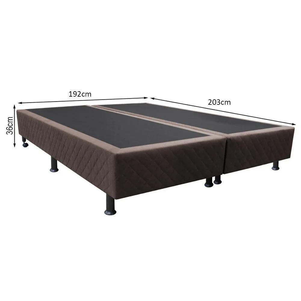 Base Box Para Cama Casal King 192x203cm Bipartido Liz S05 Suede Bordado Marrom - Mpozenato - 4