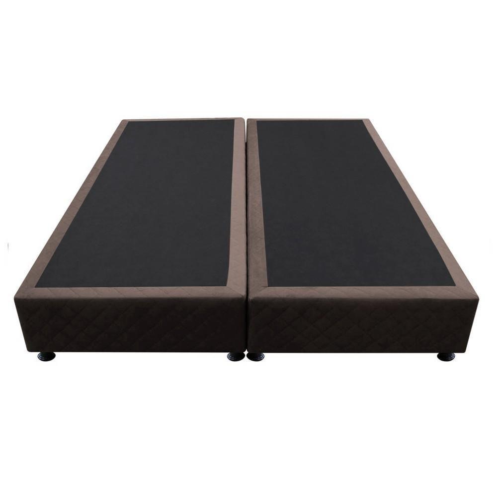 Base Box Para Cama Casal King 192x203cm Bipartido Liz S05 Suede Bordado Marrom - Mpozenato - 5