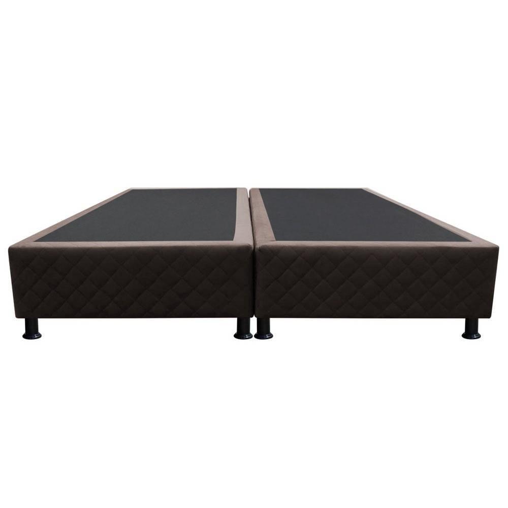 Base Box Para Cama Casal King 192x203cm Bipartido Liz S05 Suede Bordado Marrom - Mpozenato - 6