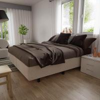 Base Box Para Cama Casal King 192x203cm Bipartido Liz S05 Suede Bordado Bege - Mpozenato - 2