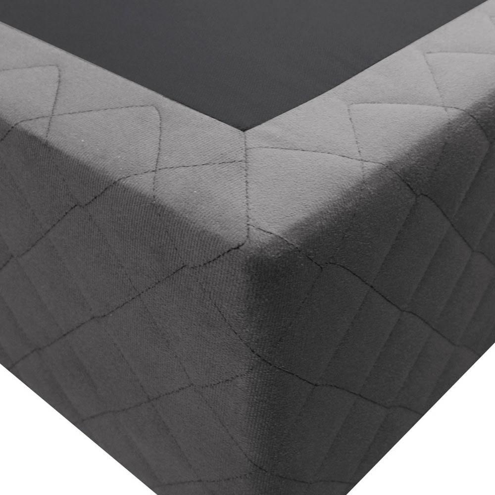 Base Box Para Cama Viúva 128x188cm Liz S05 Suede Bordado Cinza - Mpozenato - 3