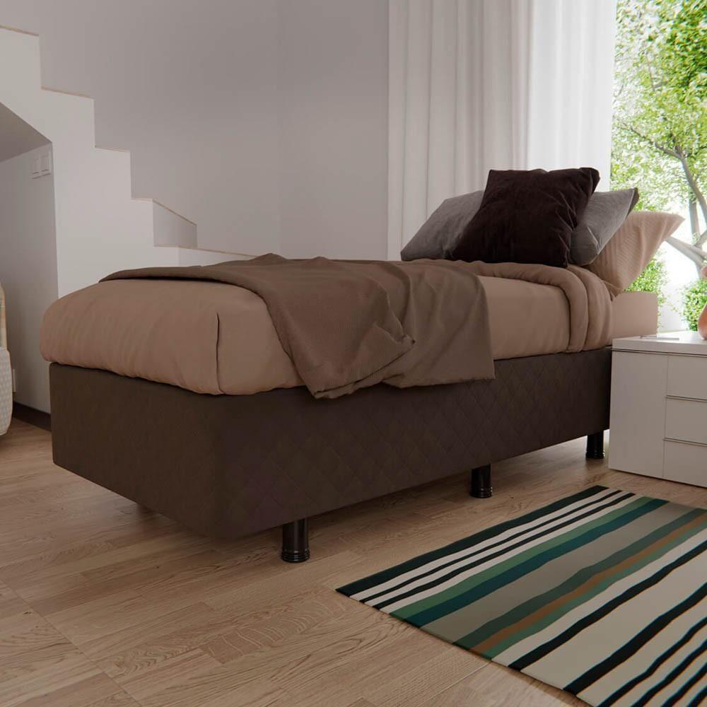Base Box Para Cama Solteiro 88x188cm Liz S05 Suede Bordado Marrom - Mpozenato - 2