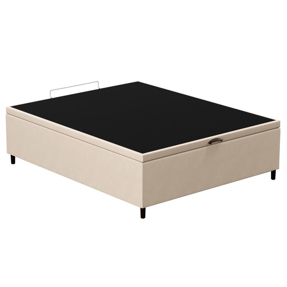 Base Para Cama Box Baú Casal 138x188cm Hit Z04 Suede Bege - Mpozenato - 1