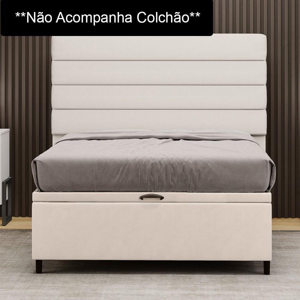 Base Para Cama Box Baú Casal 138x188cm Hit Z04 Suede Bege - Mpozenato - 2