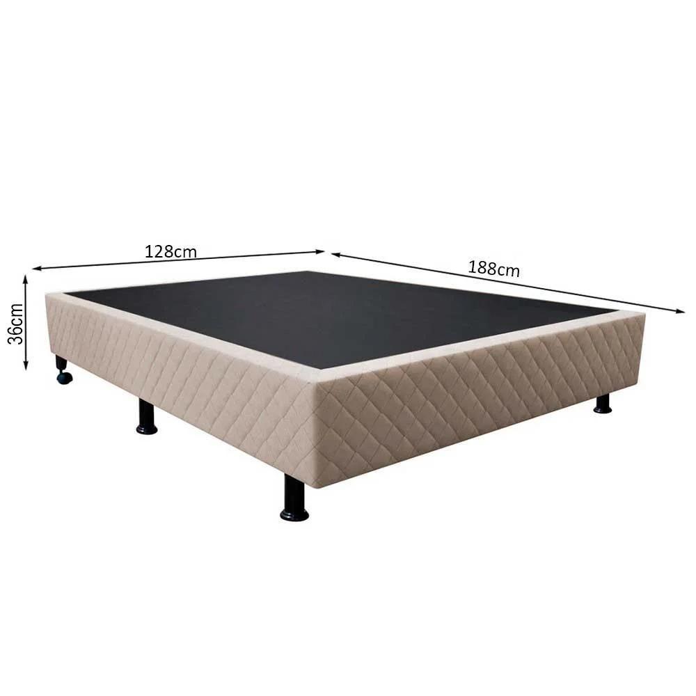 Base Box Para Cama Viúva 128x188cm Liz S05 Suede Bordado Bege - Mpozenato - 4