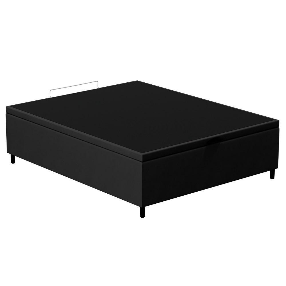 Base Para Cama Box Baú Casal 138x188cm Hit Z04 Suede Preto - Mpozenato - 1