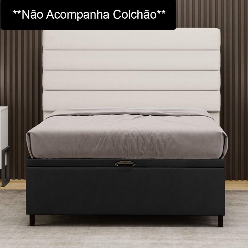 Base Para Cama Box Baú Casal 138x188cm Hit Z04 Suede Preto - Mpozenato - 2