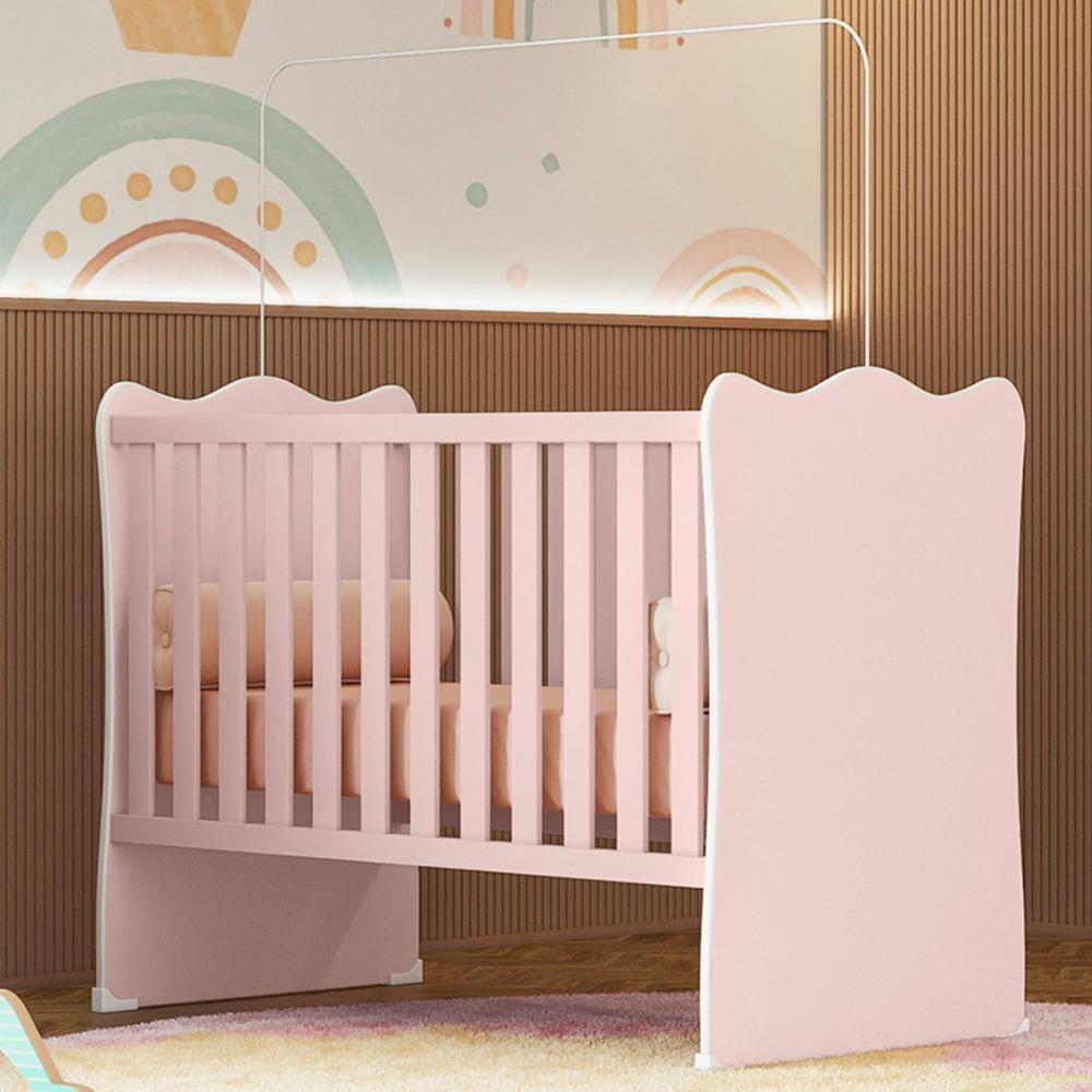 Berço Simples Certificado Pelo Inmetro Doce Sonho Rosa - Qmovi - 2